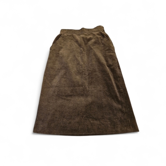 Yves Saint Laurent Dresses & Skirts - Yves Saint Laurent Paris High Waisted Corduroy Midi Skirt In Olive Brown Sz XS